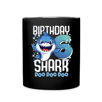 Requin d’anniversaire 6ème anniversaire Requin de 6 ans - Mug uni - noir - Devant