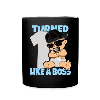 Baby Geburtstag Junge Mädchen 1 Jahr Like a Boss - Tasse einfarbig - Schwarz - Vorne