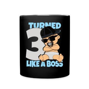 Baby Geburtstag Junge Mädchen 3 Jahre Like a Bos - Tasse einfarbig - Schwarz - Vorne