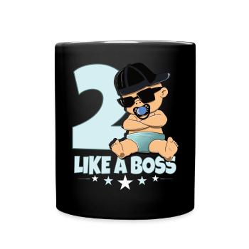 Baby Geburtstag Junge Mädchen 2 Jahre Like a Boss - Tasse einfarbig - Schwarz - Vorne