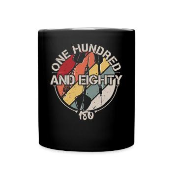 Retro Dart Motifs & Vintage Dartboard 180 Dart - Full Colour Mug - black - Front