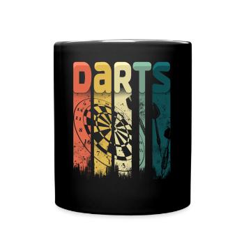Retro Dart Motifs & Vintage Dartboard 180 Dart - Full Colour Mug - black - Front