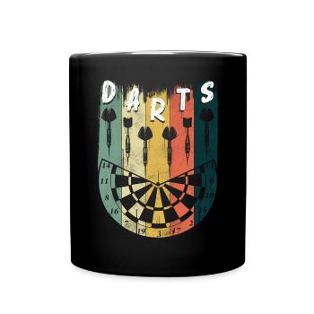 Retro Dart Motifs & Vintage Dartboard 180 Dart - Full Colour Mug - black - Front