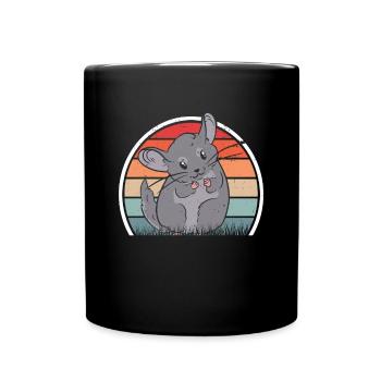 Chinchilla Retro Wollmaus Vintage - Tasse einfarbig - Schwarz - Vorne