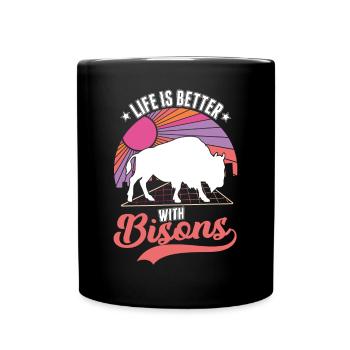 Life is better with a buffalo Buffalo - Full Colour Mug - black - Front