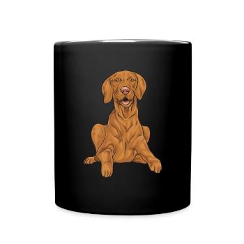 Short-haired Hungarian pointing dog Magyar Vizsla - Full Colour Mug - black - Front