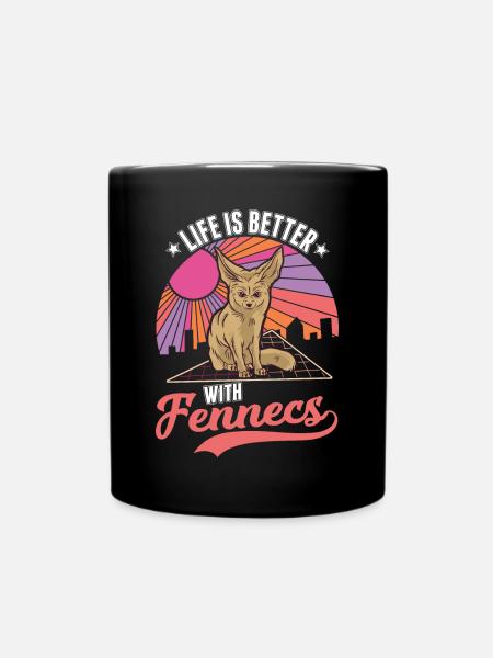 Das Leben ist besser mit einem Fennek - Tasse einfarbig - Schwarz