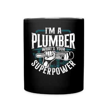 Plombier de plomberie vintage Je suis un - Mug uni - noir - Devant