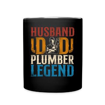 Plumbing Plumber Dad Vintage Retro - Full Colour Mug - black - Front