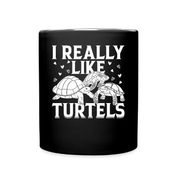 I Really Like Turtles - Sea Turtle Lover Cute Turt - Full Colour Mug - black - Front
