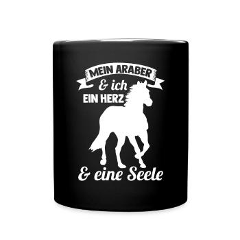 Pferd Reitsport Reiten Pferdesport Araber - Tasse einfarbig - Schwarz - Vorne
