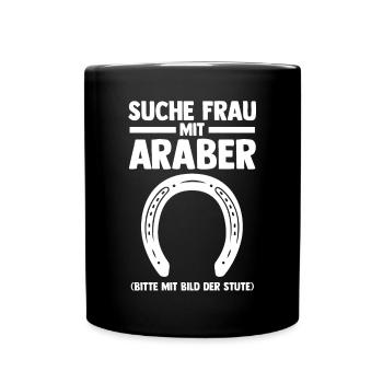 Pferd Reitsport Reiten Pferdesport Araber - Tasse einfarbig - Schwarz - Vorne