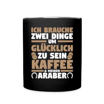 Pferd Reitsport Reiten Pferdesport Kaffee Araber - Tasse einfarbig - Schwarz - Vorne