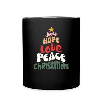 Joyeux Noël groovy rétro Love Peace Christmas - Mug uni - noir - Devant