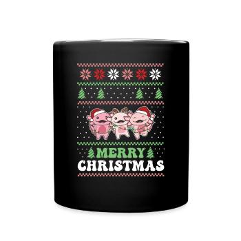 Joyeux Noël rétro moche Noël Axolotl - Mug uni - noir - Devant