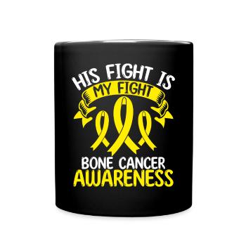 Mois du ruban du cancer des os Son combat est mon combat - Mug uni - noir - Devant