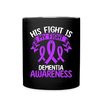 Mois du ruban de la démence Son combat est mon combat - Mug uni - noir - Devant