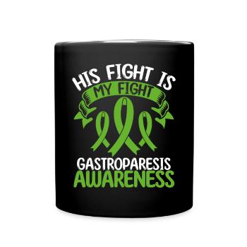 Mois du ruban de gastroparésie Son combat est mon combat - Mug uni - noir - Devant