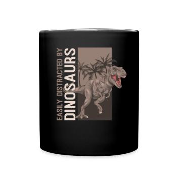 Facilement distrait par les dinosaures drôles de T-Rex - Mug uni - noir - Devant