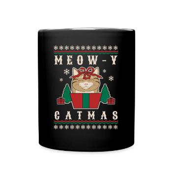 Meow-Y Catmas - Pull de Noël avec chat - Mug uni - noir - Devant