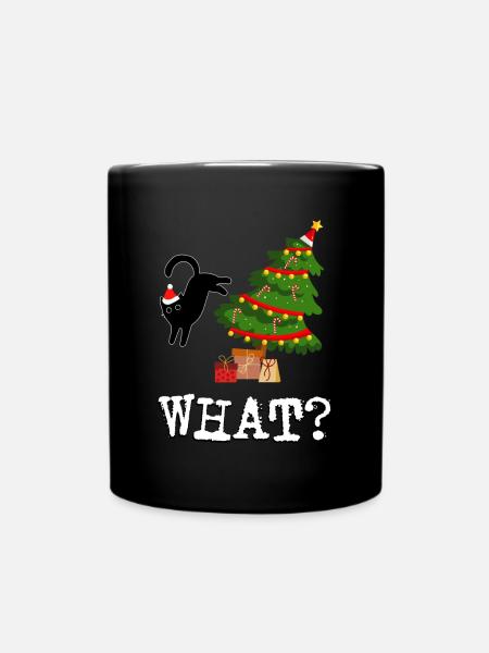Cat What? Katze Was? - Eine schöne Bescherung - Tasse einfarbig - Schwarz