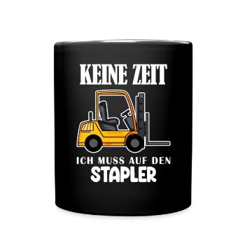 Staplerfahrer Gabelstapler Lager Logistik - Tasse einfarbig - Schwarz - Vorne