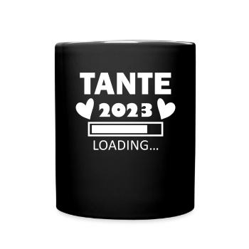 Tante 2023 - Tante werden - Tante Geschenk - Tasse einfarbig - Schwarz - Vorne