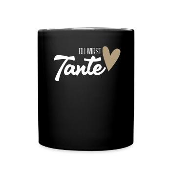 Tante werden - Tante Geschenk - Tasse einfarbig - Schwarz - Vorne