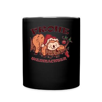 Frohe Weihnachten Utensilien Santa's Hut Faultier - Tasse einfarbig - Schwarz - Vorne