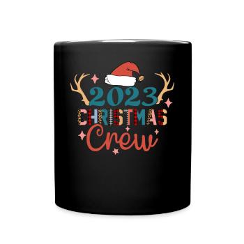 Équipage de Noël 2023 Chapeau de Noël Bois de cerf - Mug uni - noir - Devant