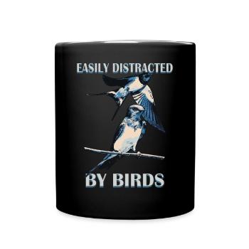Se laisser facilement distraire par les hirondelles d’oiseaux - Mug uni - noir - Devant