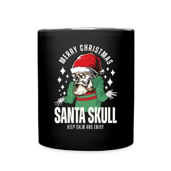 Nikolaus Totenkopf Weihnachts Design - Tasse einfarbig - Schwarz - Vorne