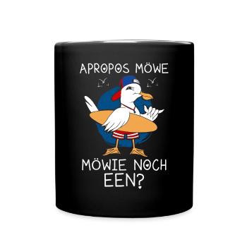 Apropos Möwe Möwie Noch een Moin Norddeutschland - Tasse einfarbig - Schwarz - Vorne