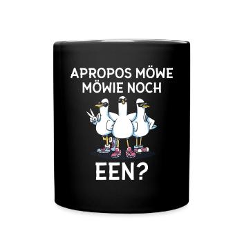 Apropos Möwe Möwie Noch een Norddeutschland - Tasse einfarbig - Schwarz - Vorne