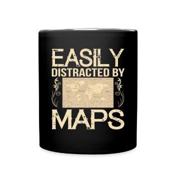 Facilement distrait par les cartes Carte de professeur de géographie - Mug uni - noir - Devant
