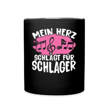 Mein Herz Schlägt Für Schlager Volksmusik Gaudi - Tasse einfarbig - Schwarz - Vorne