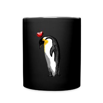Pinguin mit Herz Ozean Meer Naturschutz Herz - Tasse einfarbig - Schwarz - Vorne