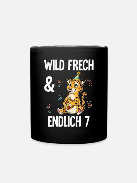 7. Geburtstag Leopard Wild Frech Und Endlich 7 - Tasse einfarbig - Schwarz