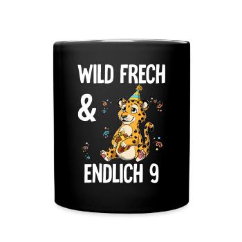 9. Geburtstag Leopard Wild Frech Und Endlich 9 - Tasse einfarbig - Schwarz - Vorne