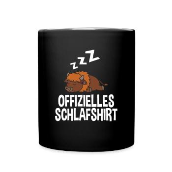 Offizielles Schlafshirt Ochse Büffel - Tasse einfarbig - Schwarz - Vorne