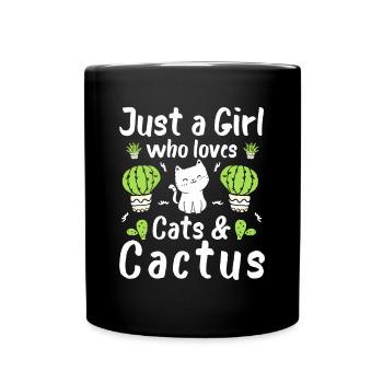 Just A Girl Who Loves Cats And Cactus - Full Colour Mug - black - Front