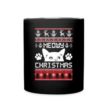 Miaou Chat et pattes de Noël - Mug uni - noir - Devant