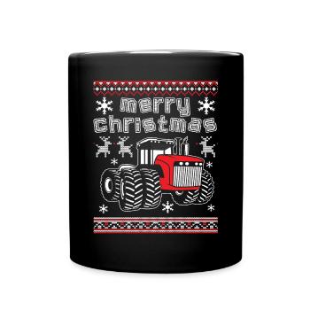 Merry Christmas Tractor - Full Colour Mug - black - Front