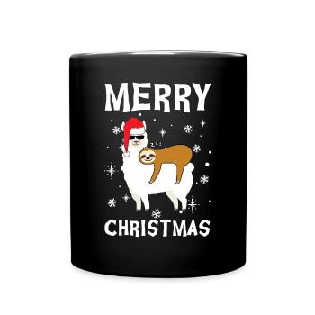 Joyeux Noël Alpaga et Paresseux - Mug uni - noir - Devant