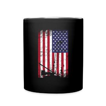 Crane operator american flag, crane operator - Tasse einfarbig - Schwarz - Vorne