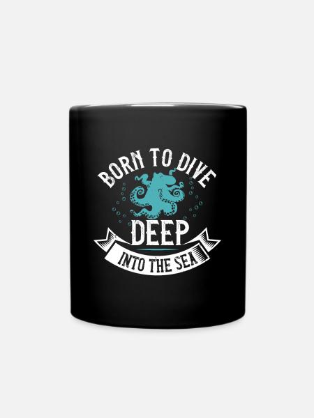 born to dive deep into the sea - Full Colour Mug - black