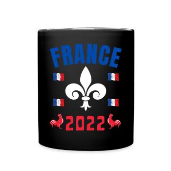 France 2022 Football Maillot Les Bleus Coq Drapeau - Mug uni - noir - Devant