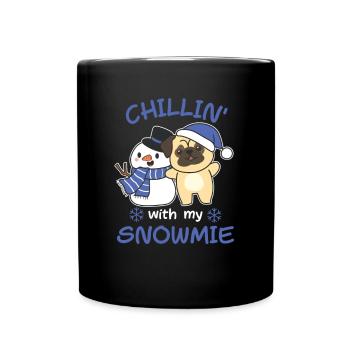 Carlin Chillin avec mon bonhomme de neige - Mug uni - noir - Devant