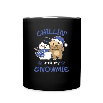 Otter Chillin avec mon schneemann snowmie - Mug uni - noir - Devant
