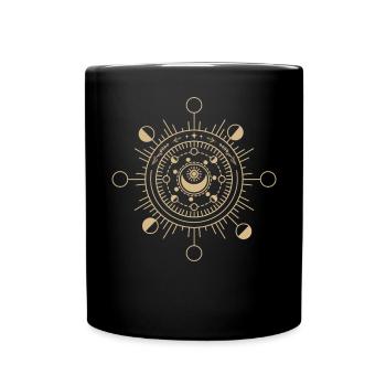 Boho Mushrooms & Minimalism Goblincore Aesthetic - Full Colour Mug - black - Front